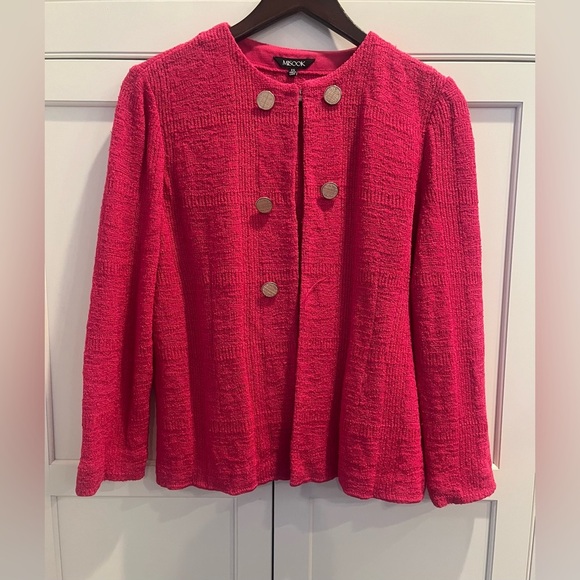 Misook Women's Tweed Knit Jacket Blazer  golden buttons front size S pink - Picture 1 of 8